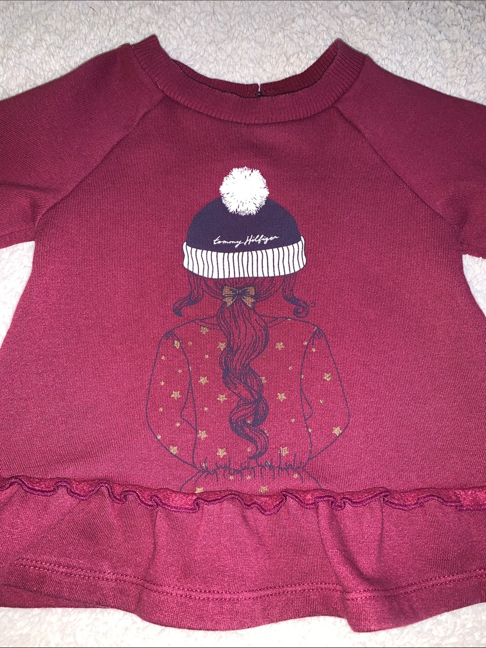 Tommy Hilfiger Maroon Sweatshirt Swing Top 24M EUC